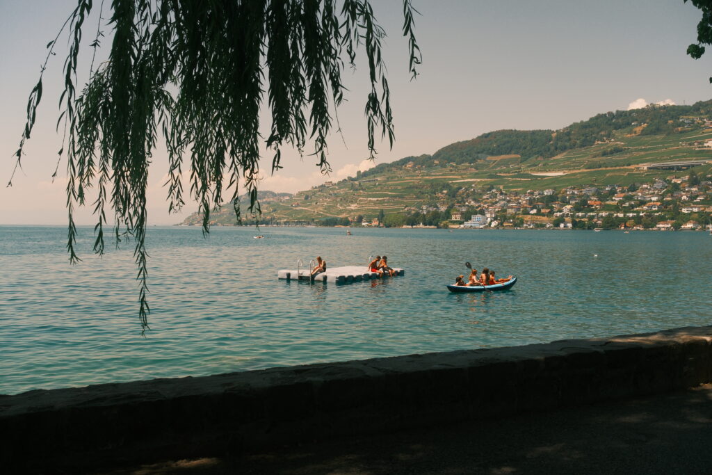 Lakeside landscape photographed with the Mountain Reality Fujifilm recipe
